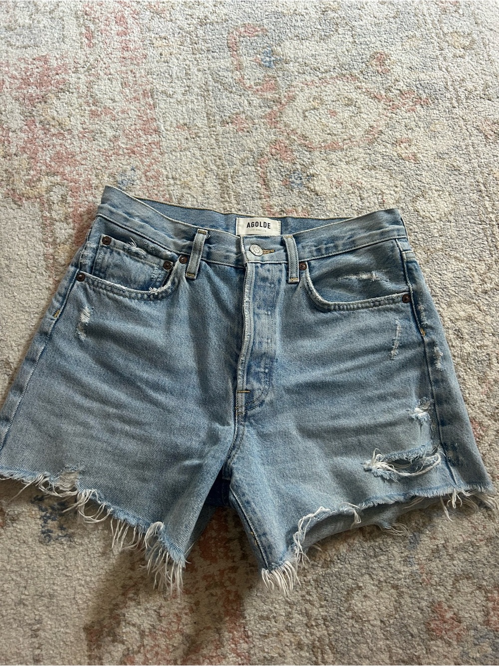 Agolde Parker Long Distressed hem shorts size 25 - Picture 7 of 10